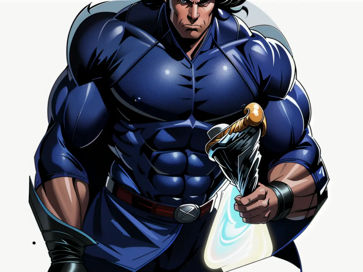 Person sporting a blue overcoat